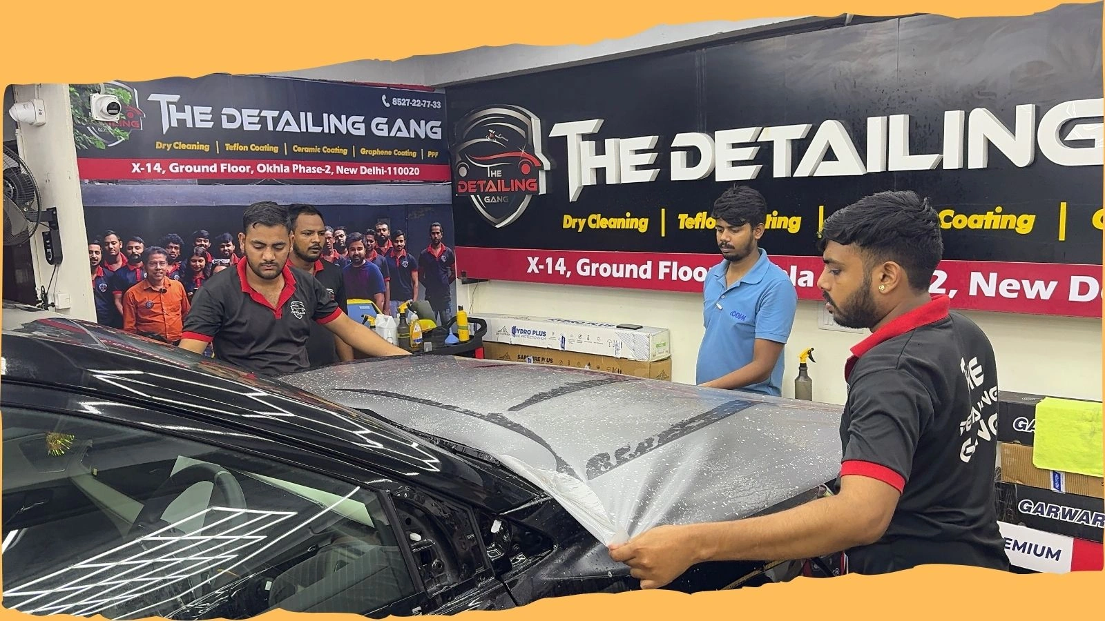 Paint protection film installation - invisible protection applied to bumper and hood