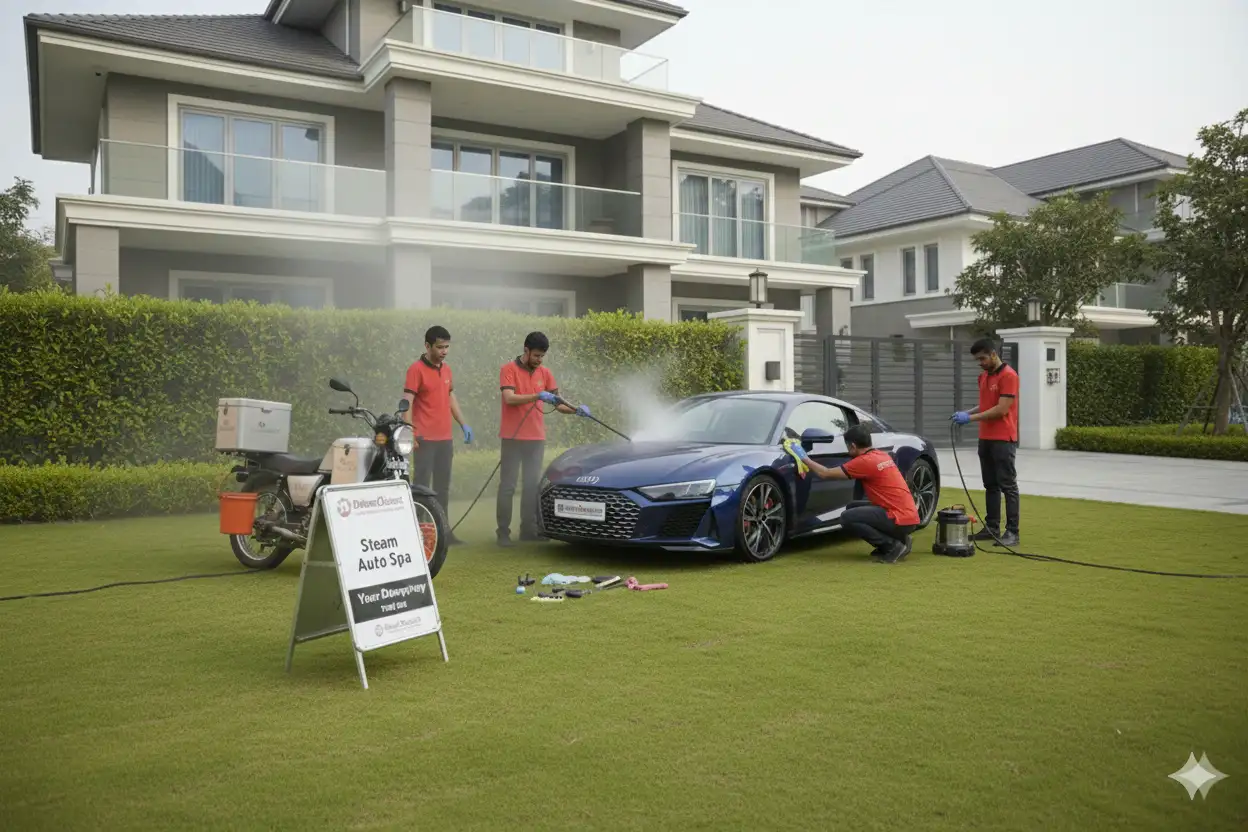 Professional Steam Car Wash in Delhi – Door2Door Car Wash® Advanced Car Cleaning